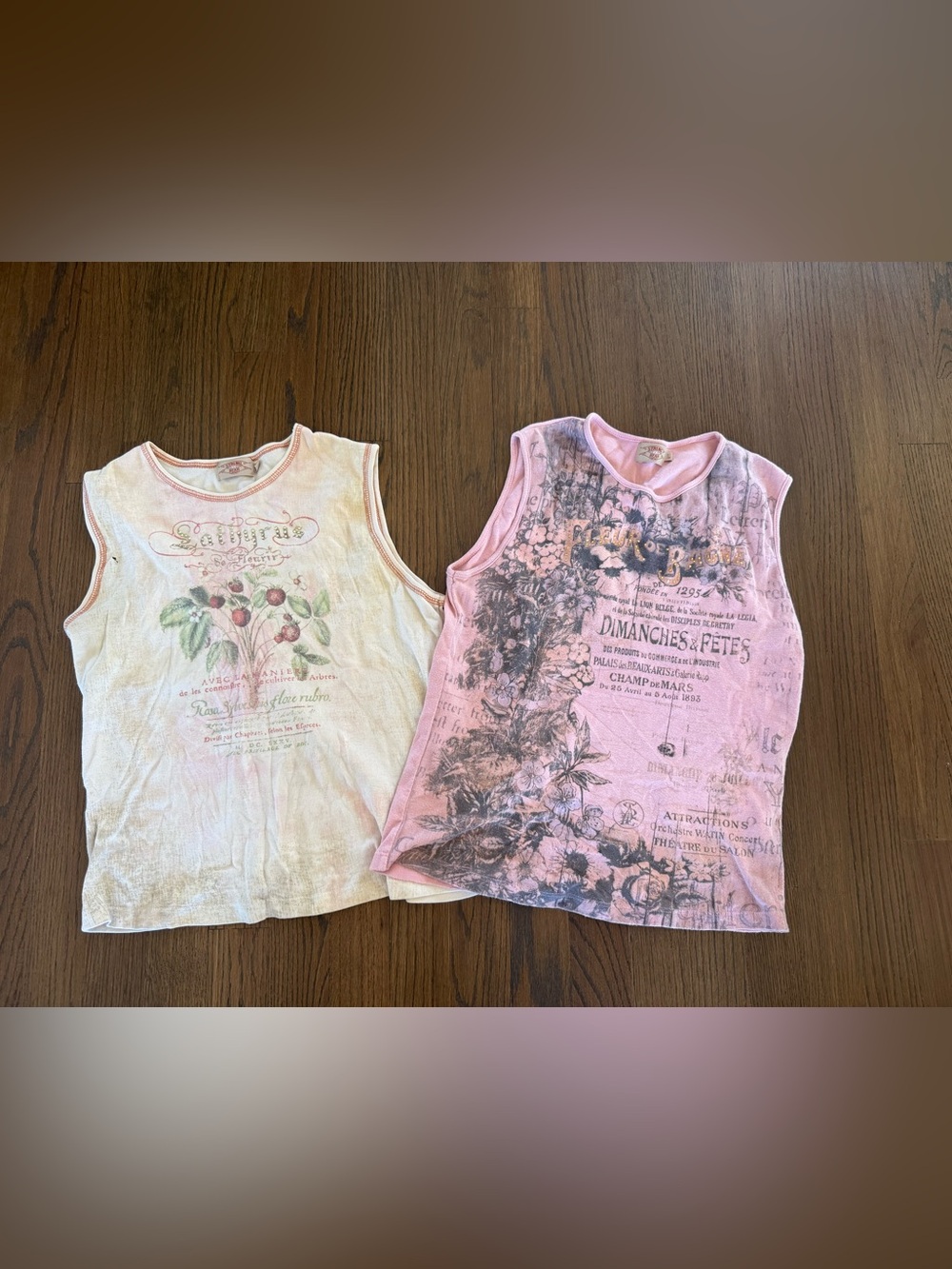 Juniors Pink and cream Floral Graphic Tank Top (2)